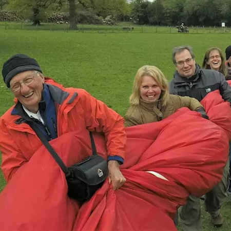 Packing up the Balloon Envelope after Ballooning over Windermere